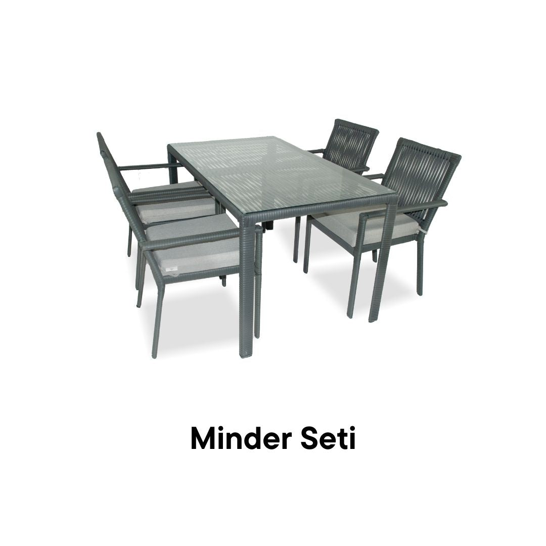 Leros 4 Kişilik Yemek Takım Minder Yedeği - Gri Rengi