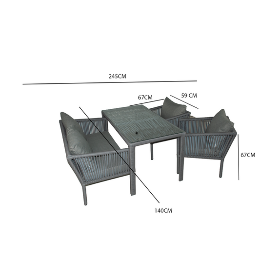 Berlin 2+1+1 Yemek Takımı - Açık Gri