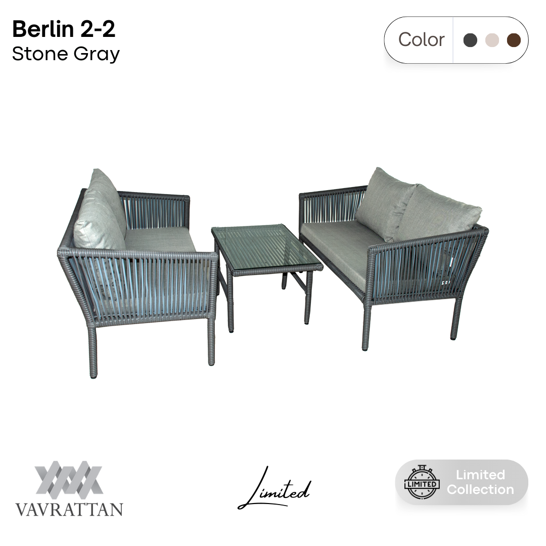 Berlin 2+2 Oturma Takımı - Taş Gri